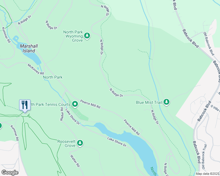 map of restaurants, bars, coffee shops, grocery stores, and more near North Ridge Drive in Gibsonia
