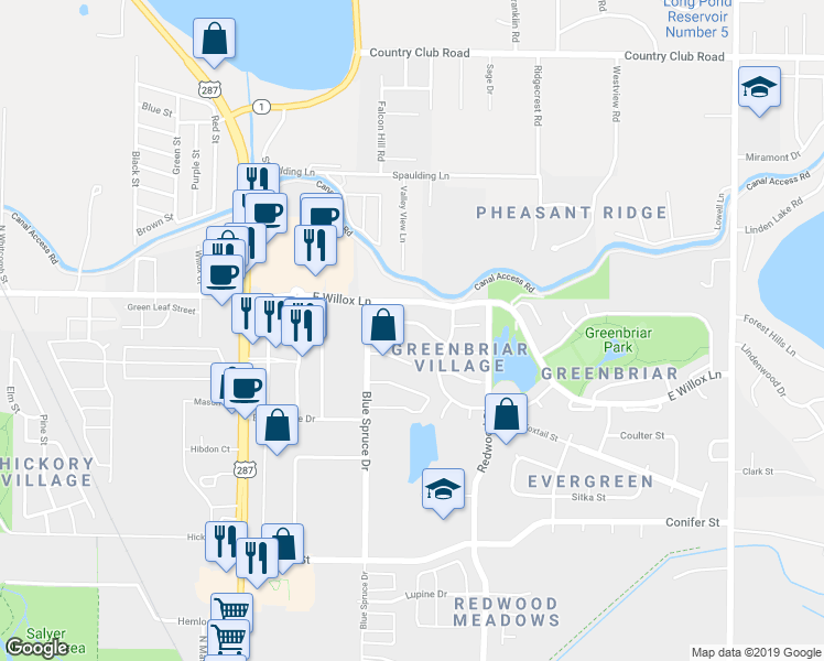 map of restaurants, bars, coffee shops, grocery stores, and more near 325 Sundance Circle North in Fort Collins