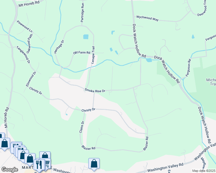 map of restaurants, bars, coffee shops, grocery stores, and more near 127 Smoke Rise Dr in Warren