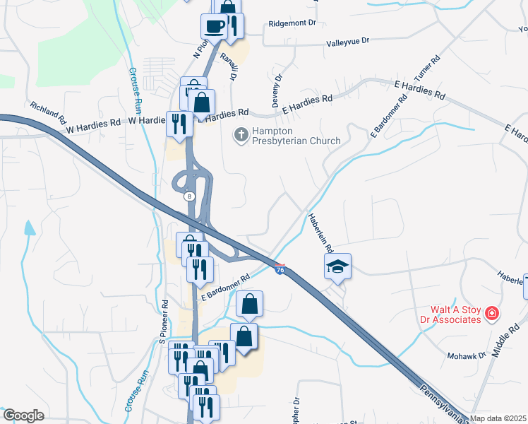 map of restaurants, bars, coffee shops, grocery stores, and more near 2978 Chautauqua Drive in Gibsonia