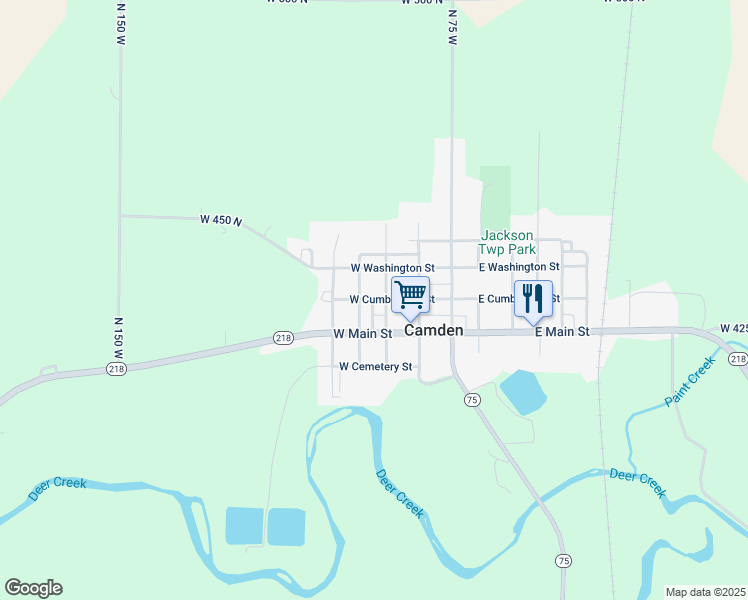 map of restaurants, bars, coffee shops, grocery stores, and more near 342 West Cumberland Street in Camden