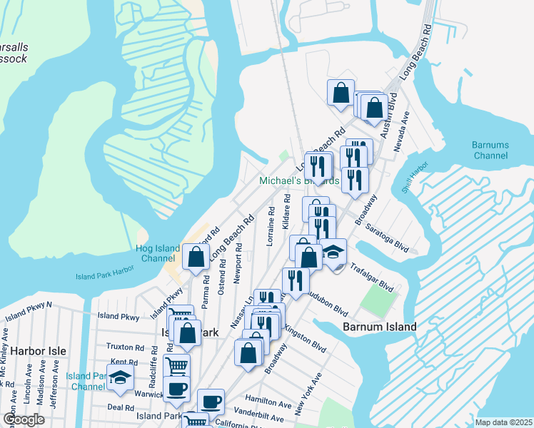 map of restaurants, bars, coffee shops, grocery stores, and more near in Island Park