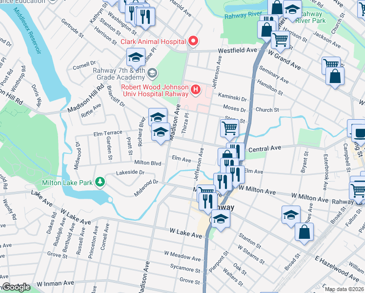 map of restaurants, bars, coffee shops, grocery stores, and more near 782 Nicholas Place in Rahway