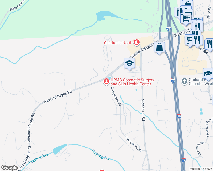 map of restaurants, bars, coffee shops, grocery stores, and more near 2100 Georgetown Drive in Sewickley