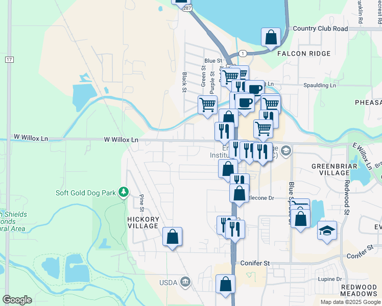 map of restaurants, bars, coffee shops, grocery stores, and more near 240 Urban Prairie Street in Fort Collins