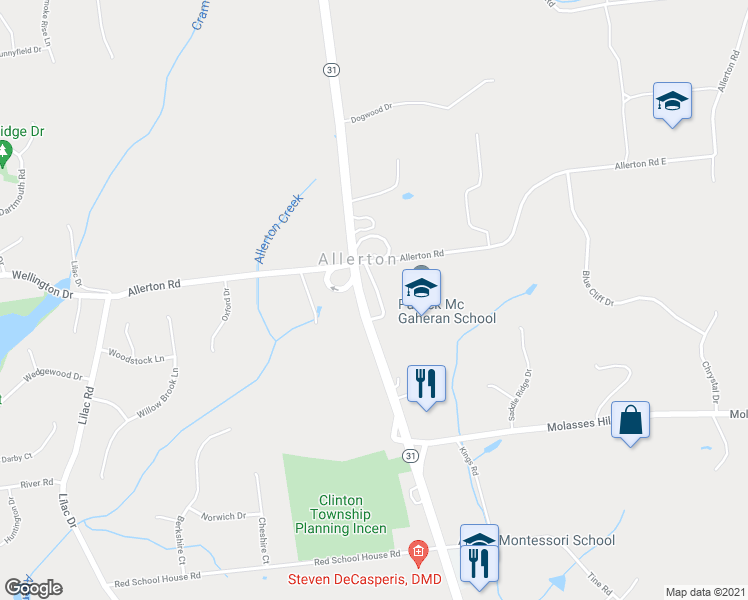 map of restaurants, bars, coffee shops, grocery stores, and more near 3 Hoffman Road in Lebanon