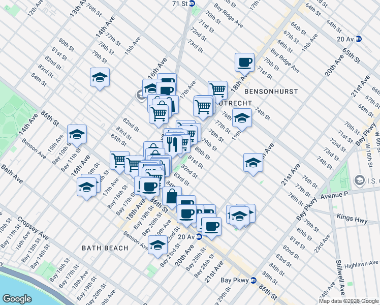 map of restaurants, bars, coffee shops, grocery stores, and more near in Brooklyn