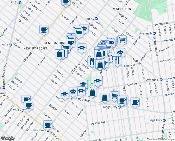 map of restaurants, bars, coffee shops, grocery stores, and more near in Brooklyn