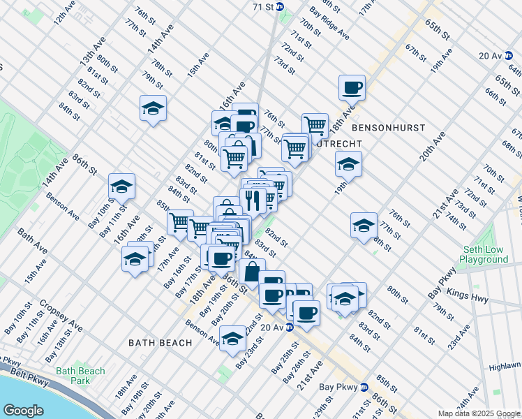 map of restaurants, bars, coffee shops, grocery stores, and more near in Brooklyn