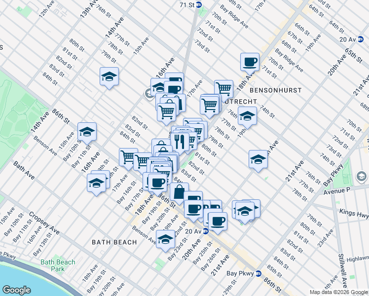 map of restaurants, bars, coffee shops, grocery stores, and more near in Brooklyn