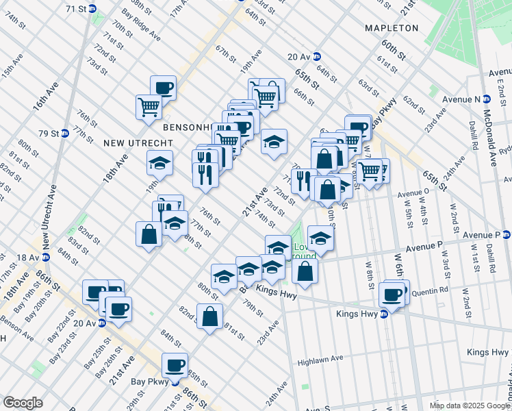 map of restaurants, bars, coffee shops, grocery stores, and more near in Brooklyn