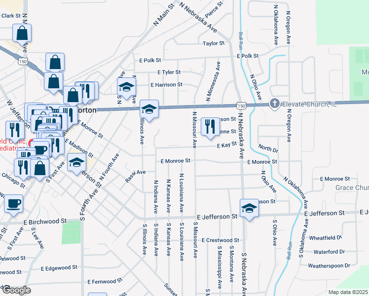 map of restaurants, bars, coffee shops, grocery stores, and more near 701-753 East Kay Street in Morton