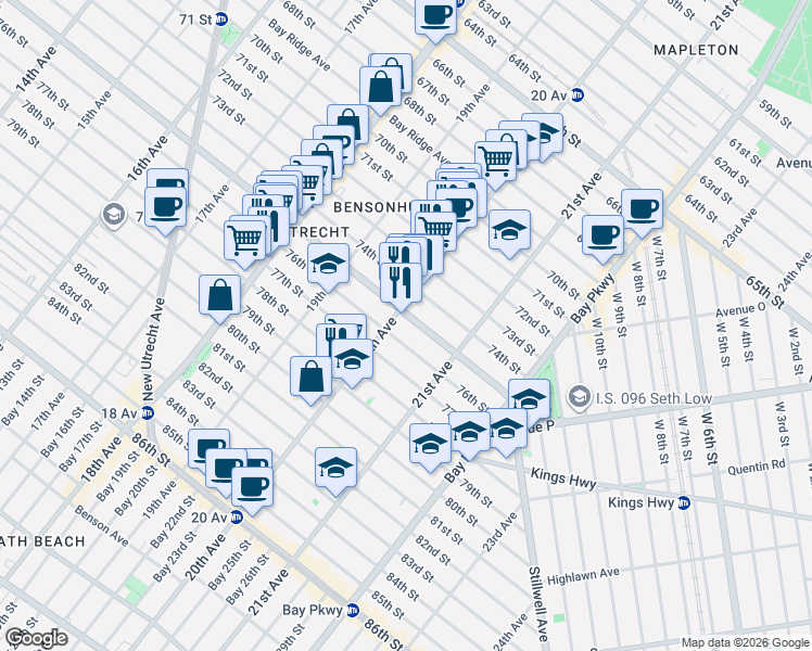 map of restaurants, bars, coffee shops, grocery stores, and more near in Brooklyn