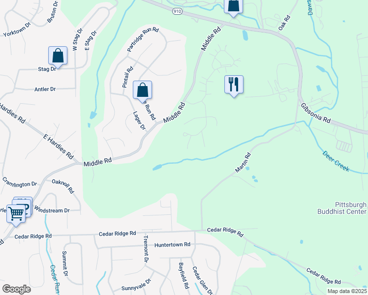 map of restaurants, bars, coffee shops, grocery stores, and more near 203 Tyler Court in Gibsonia