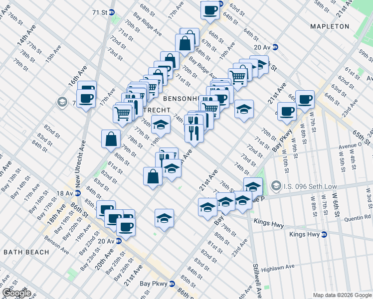 map of restaurants, bars, coffee shops, grocery stores, and more near in Brooklyn
