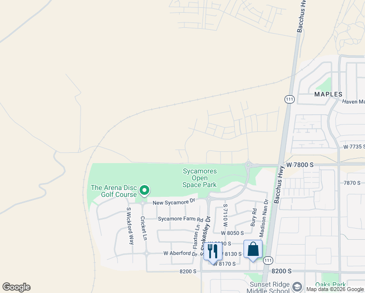 map of restaurants, bars, coffee shops, grocery stores, and more near 7728 Flattop Mount Drive in West Jordan