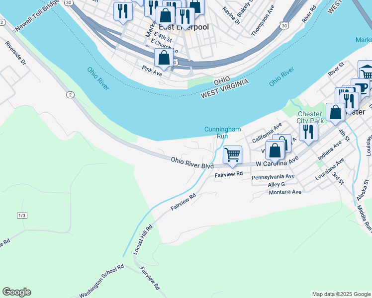 map of restaurants, bars, coffee shops, grocery stores, and more near 429 Ferry Rd in Chester