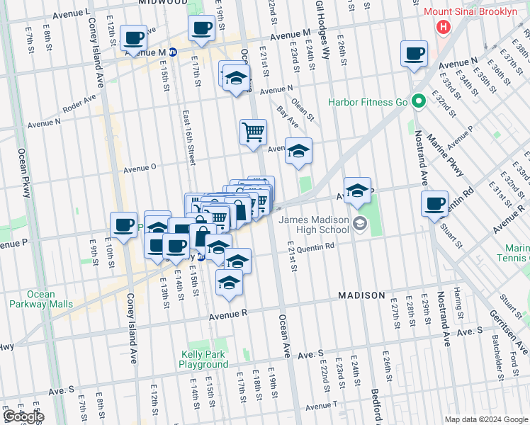 map of restaurants, bars, coffee shops, grocery stores, and more near in Brooklyn