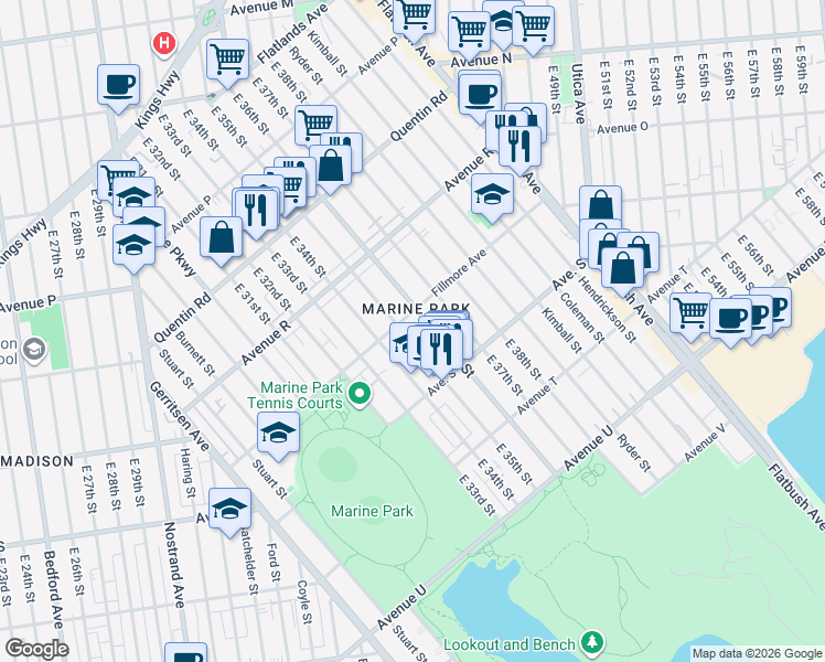 map of restaurants, bars, coffee shops, grocery stores, and more near in Brooklyn
