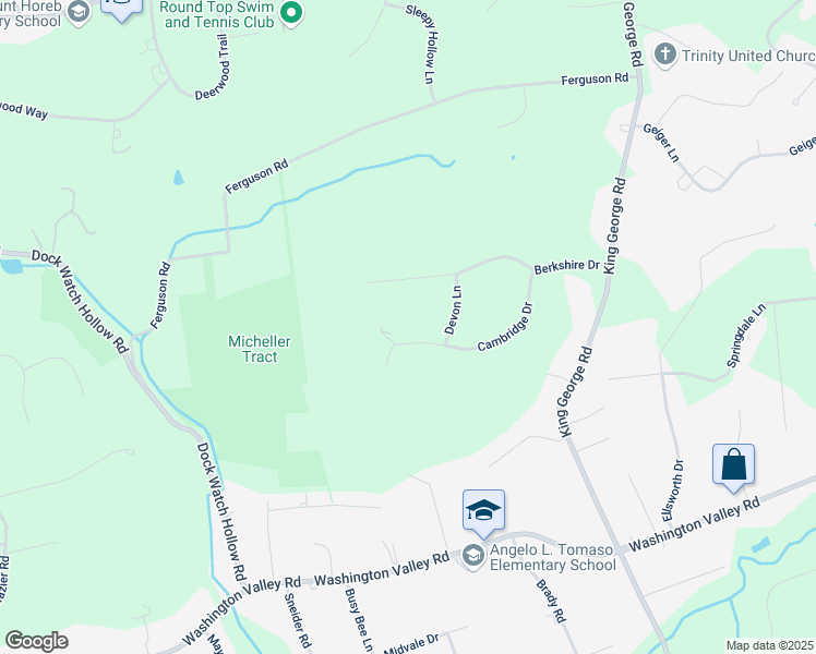 map of restaurants, bars, coffee shops, grocery stores, and more near 17 Cambridge Drive in Warren