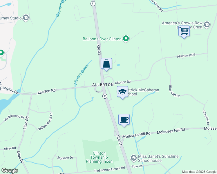 map of restaurants, bars, coffee shops, grocery stores, and more near 12 Hoffman Road in Lebanon