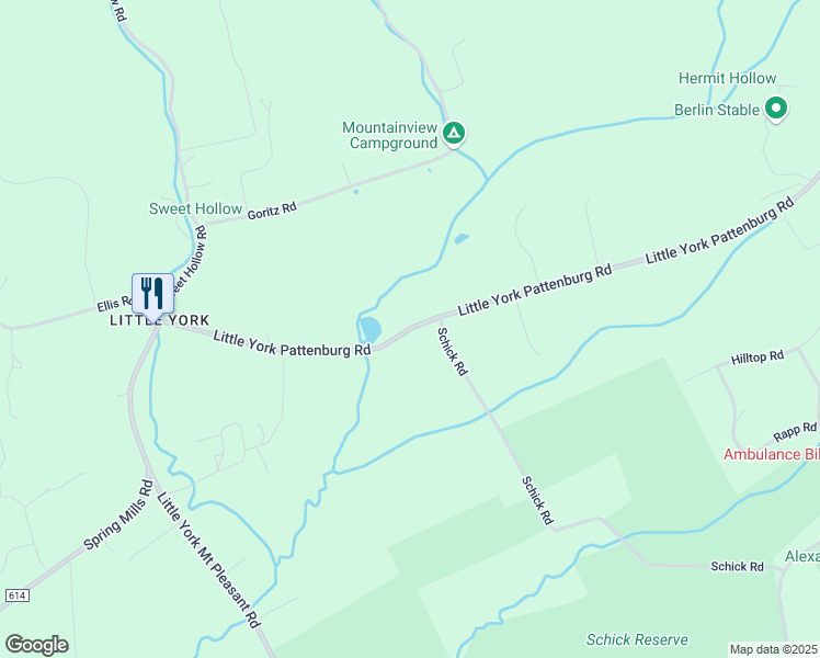 map of restaurants, bars, coffee shops, grocery stores, and more near 53 Little York Pattenburg Road in Milford