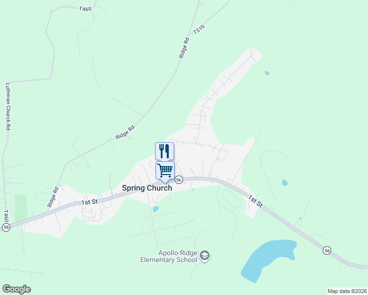 map of restaurants, bars, coffee shops, grocery stores, and more near 139 Maple Drive in Spring Church