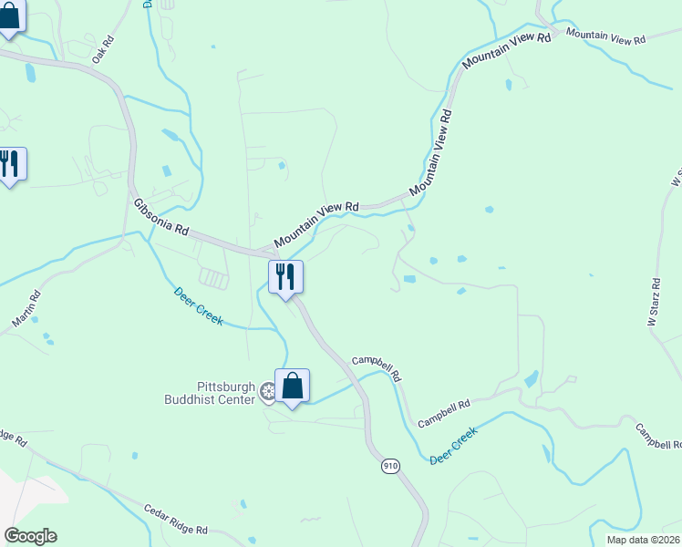 map of restaurants, bars, coffee shops, grocery stores, and more near 40 Mountain View Road in Allegheny County