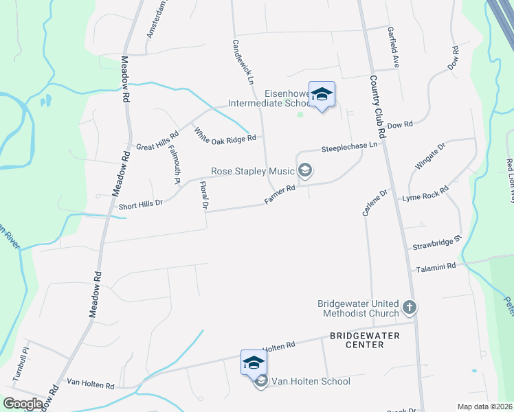 map of restaurants, bars, coffee shops, grocery stores, and more near 288 Farmer Road in Bridgewater Township
