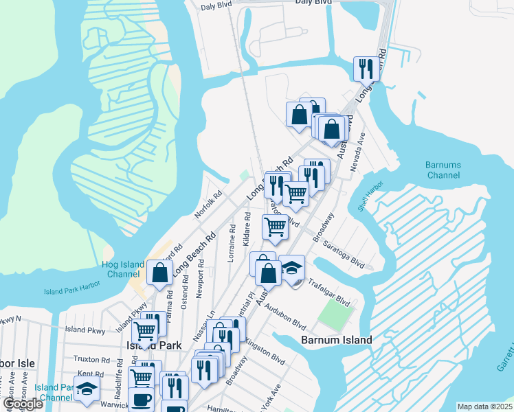 map of restaurants, bars, coffee shops, grocery stores, and more near 6 Parente Lane North in Island Park