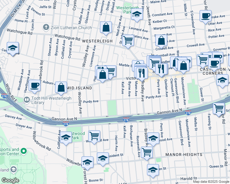 map of restaurants, bars, coffee shops, grocery stores, and more near 483 Ingram Avenue in Staten Island
