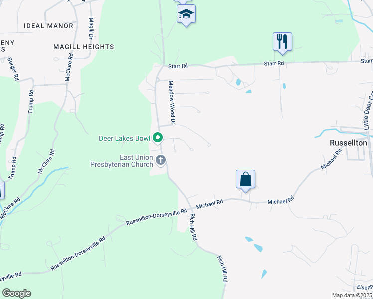 map of restaurants, bars, coffee shops, grocery stores, and more near 55 Woodhill Dr in Cheswick