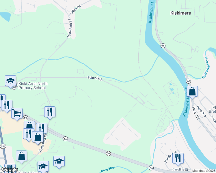 map of restaurants, bars, coffee shops, grocery stores, and more near 119 Whiteys Road in Leechburg