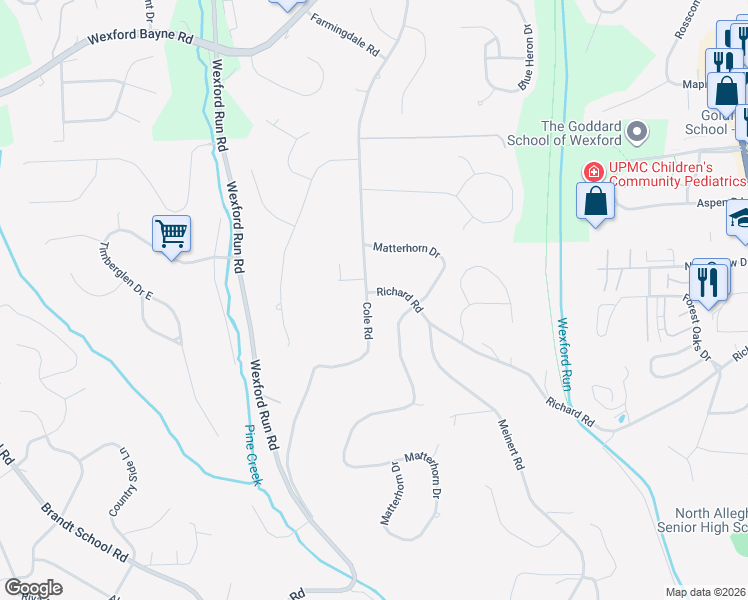 map of restaurants, bars, coffee shops, grocery stores, and more near 2583 Richard Road in Franklin Park