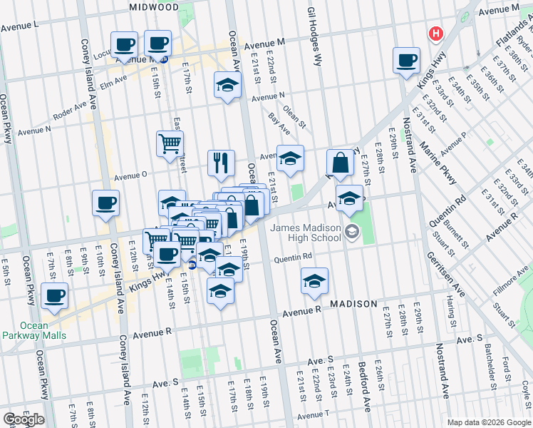 map of restaurants, bars, coffee shops, grocery stores, and more near in Brooklyn