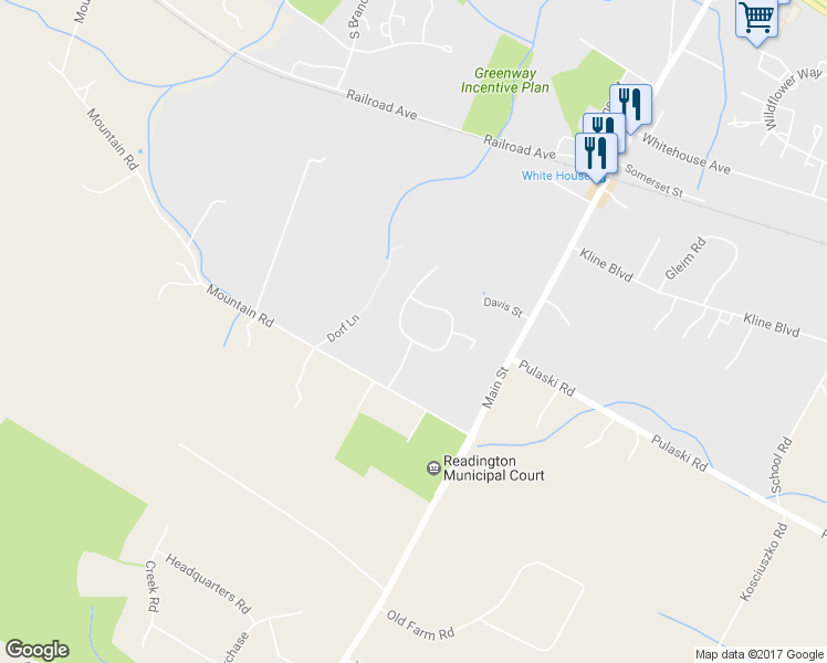 map of restaurants, bars, coffee shops, grocery stores, and more near 2 Ebersohl Circle in Hunterdon County