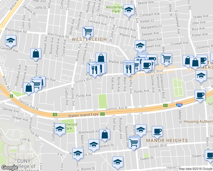 map of restaurants, bars, coffee shops, grocery stores, and more near 483 Ingram Avenue in Staten Island