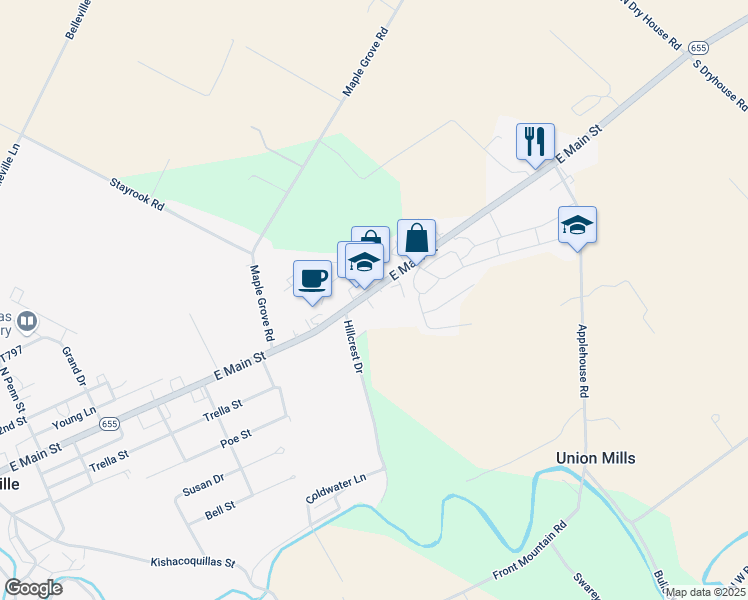 map of restaurants, bars, coffee shops, grocery stores, and more near 4472 East Main Street in Belleville