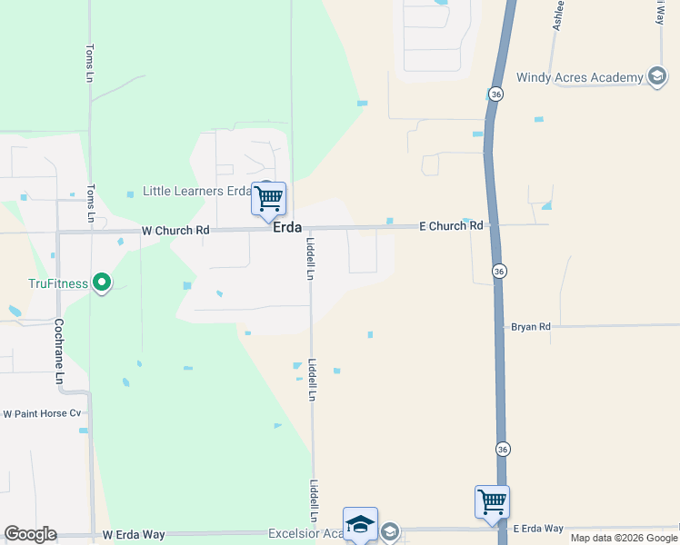 map of restaurants, bars, coffee shops, grocery stores, and more near 4557 Old Ranch Road in Erda