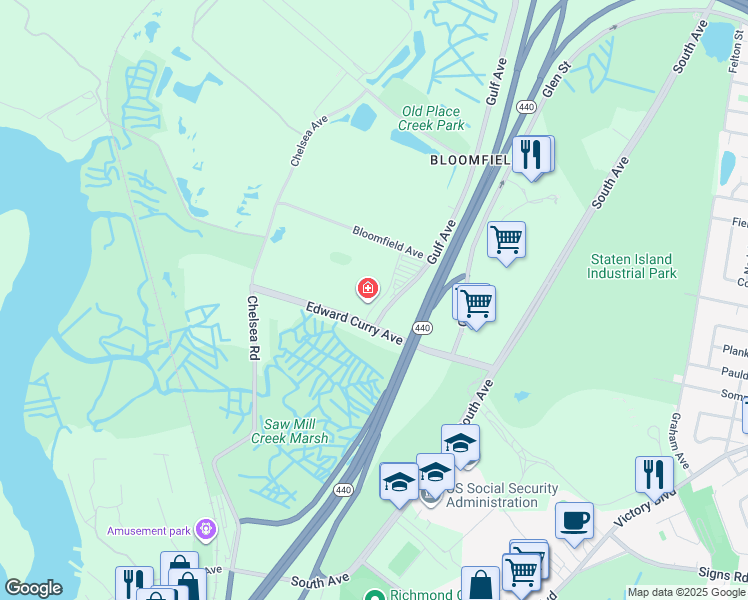 map of restaurants, bars, coffee shops, grocery stores, and more near 20 Gulf Avenue in Staten Island