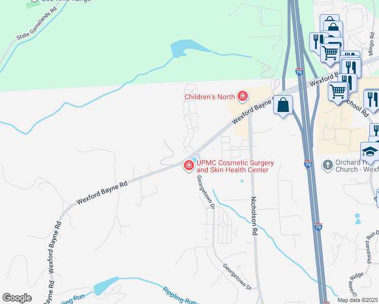 map of restaurants, bars, coffee shops, grocery stores, and more near 1579 Stone Mansion Drive in Sewickley