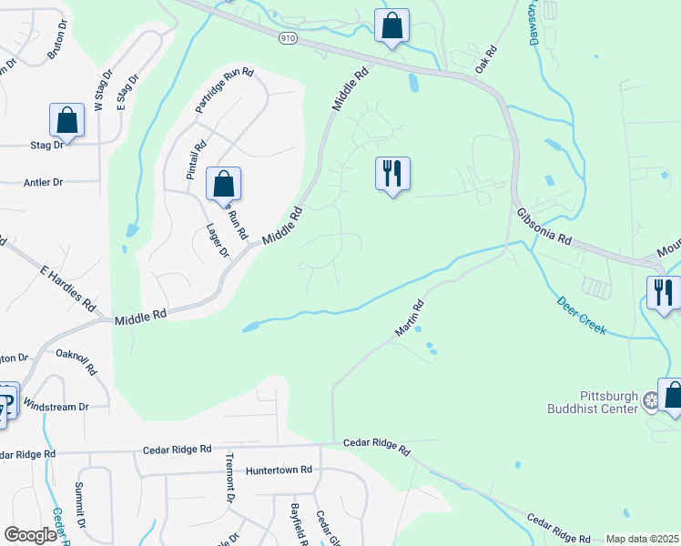 map of restaurants, bars, coffee shops, grocery stores, and more near 305 Luke Court in Gibsonia