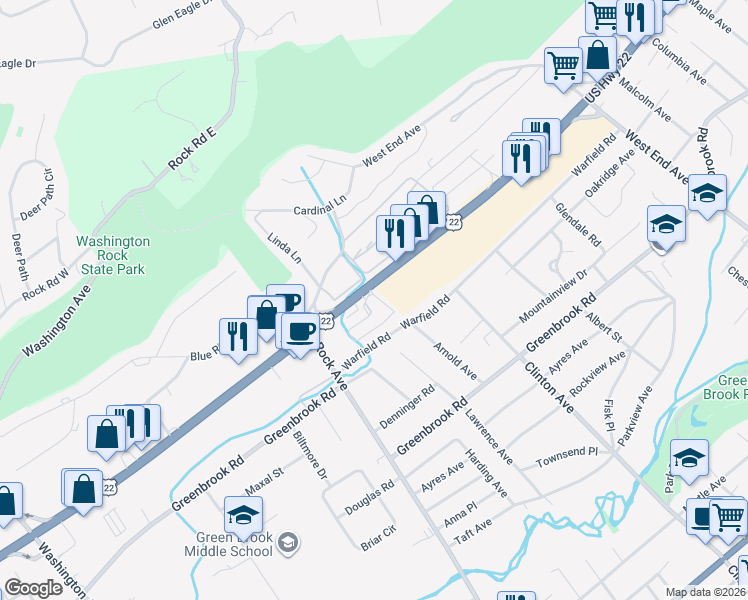 map of restaurants, bars, coffee shops, grocery stores, and more near 1300 U.S. 22 in North Plainfield