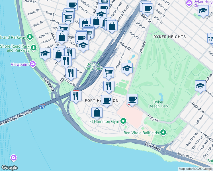 map of restaurants, bars, coffee shops, grocery stores, and more near in Brooklyn