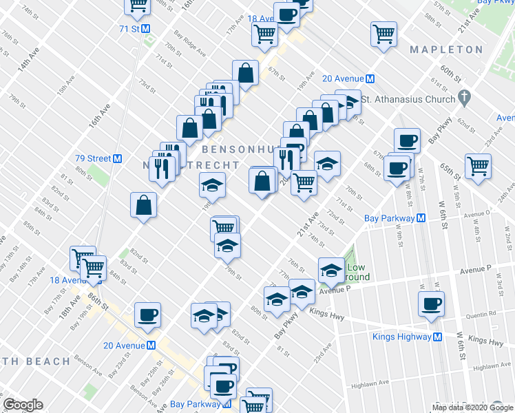 map of restaurants, bars, coffee shops, grocery stores, and more near in Brooklyn