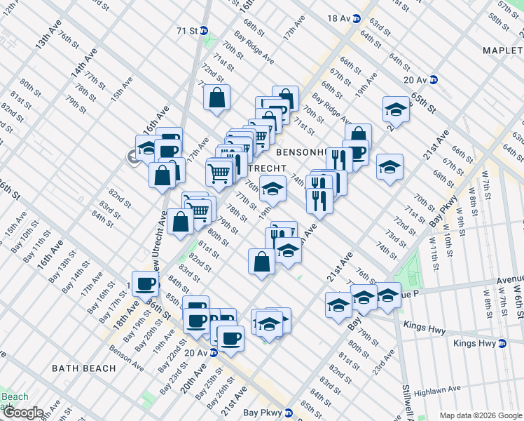 map of restaurants, bars, coffee shops, grocery stores, and more near in Brooklyn