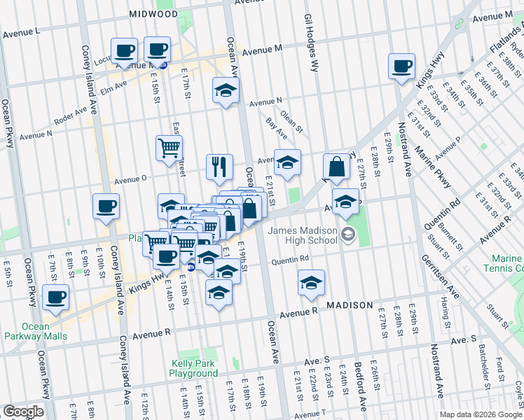 map of restaurants, bars, coffee shops, grocery stores, and more near in Brooklyn