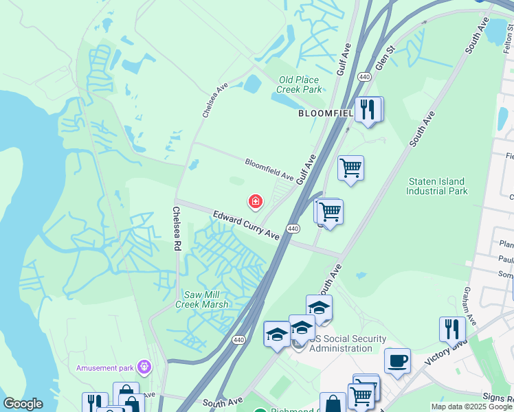 map of restaurants, bars, coffee shops, grocery stores, and more near 20 Gulf Avenue in Staten Island