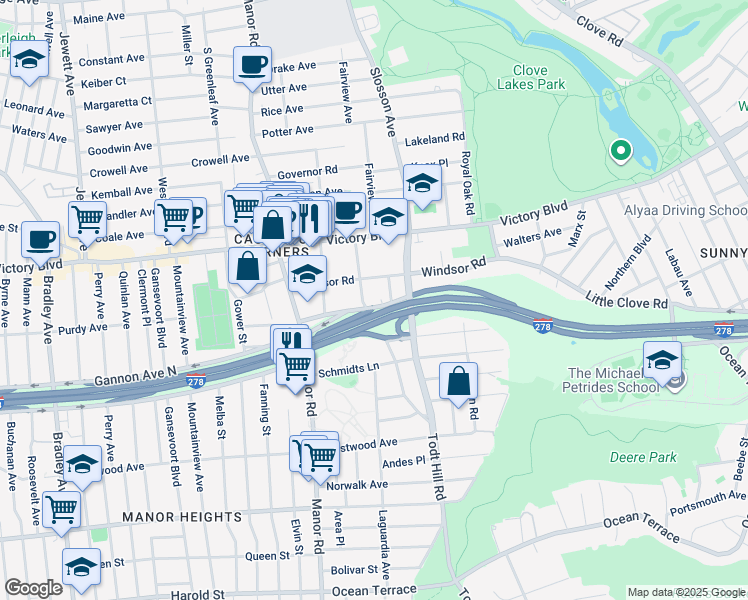 map of restaurants, bars, coffee shops, grocery stores, and more near 103 Reon Avenue in Staten Island