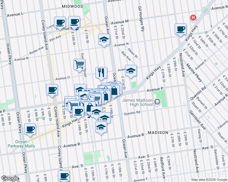 map of restaurants, bars, coffee shops, grocery stores, and more near in Brooklyn